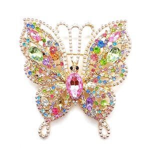 Large Pink Colorful BUTTERFLY Brooch